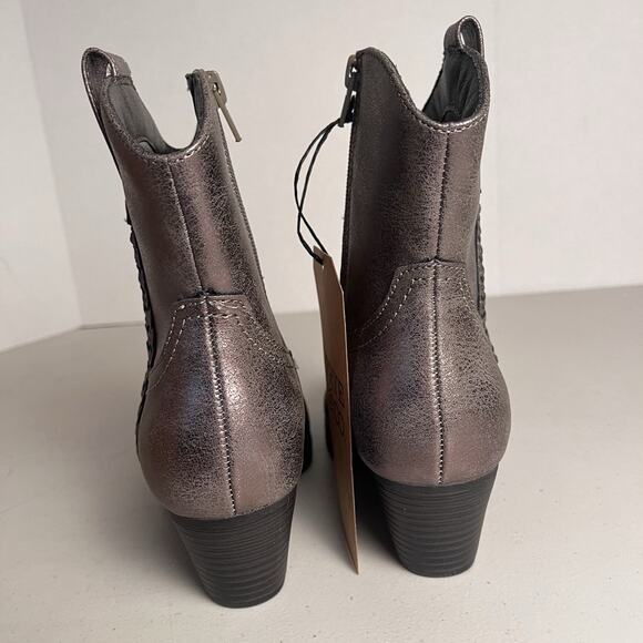 Frye and Co Daxx Stacked Heel Cowboy Boots Platinum Western Shoes Women's 6.5 - Picture 6 of 14